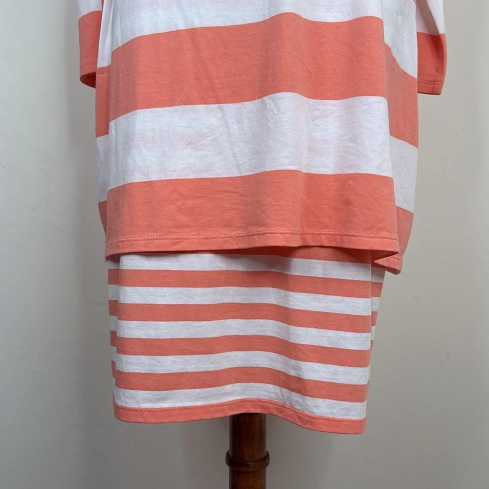 GARNET HILl Striped Coral and White Women's Dress M - Picture 5 of 9